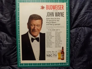 1970 PRINT AD  BUDWEISER JOHN WAYNE TV SPEACIAL LIST OF STARS - Picture 1 of 1
