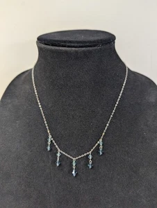 18" Italienische Sterlingsilber 925 Flache Kreis Kette Halskette Kristall Perlen - Bild 1 von 4