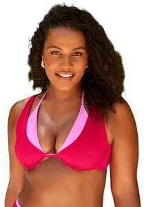 Swimsuits for All Women's Plus Size Underwire Shimmer Peekaboo Bikini Top - Picture 1 of 9