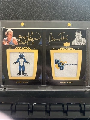 2011 Upper Deck Black Larry Bird Jerry West Dual Auto Booklet 21/25 - Image 1 of 4