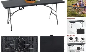  Folding Half Portable Foldable Table for Parties Backyard Events 6 FT Black - Picture 1 of 8
