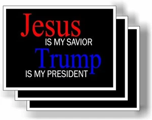 3er Pack Eco Jesus ist mein Erlöser Trump ist mein Präsident Stoßfängermagnet 4 x 3 Zoll - Bild 1 von 6