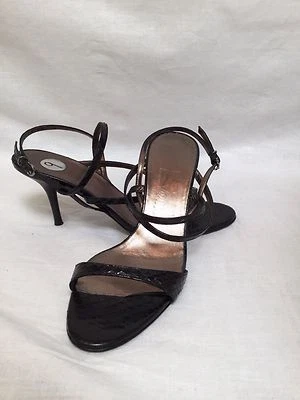 MUJER SALVATORE FERRAGAMO: FLORENCIA PIEL DE SERPIENTE NEGRA TACÓN 3.5" - TALLA 9 - ITALIA Foto 1 de 4