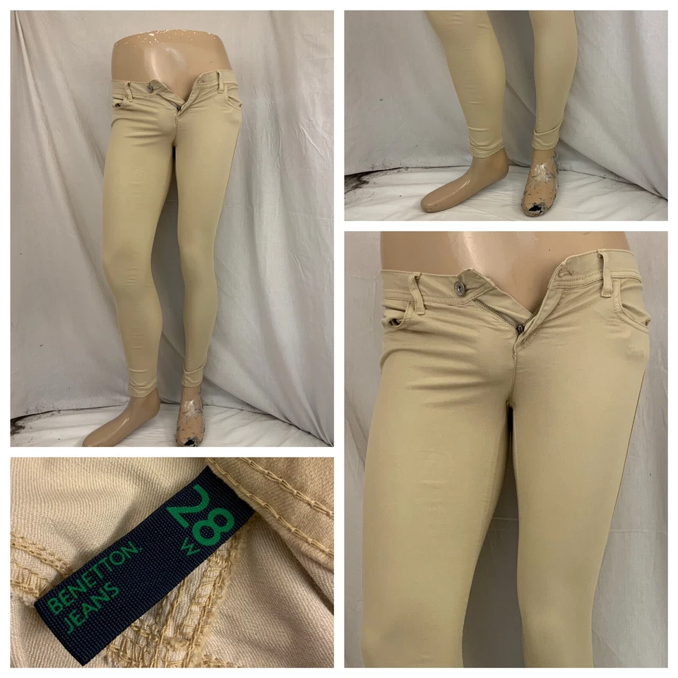 Jeans Benetton Jeggings Talla 28 Algodón Tostado Poli Elástico Túnez Como Nuevo YGI P1-157 Foto 1 de 4