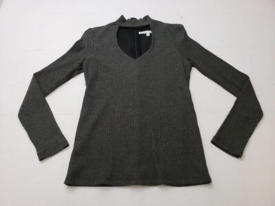 Camisa Donna Degnan Mujer Manga Larga Cuello Simulado Cerradura Acanalada Tejida Gris Talla XS Foto 1 de 4