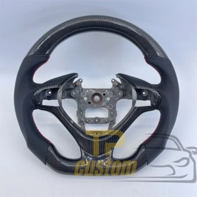 Black Leather Carbon Fiber Steering Wheel fit for Acura TSX 2009-2014 - Image 1 of 4