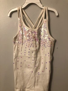 PS From Aeropostale Girls Tank Top, Size L(12)sequins Front Strapped Back White - Picture 1 of 4