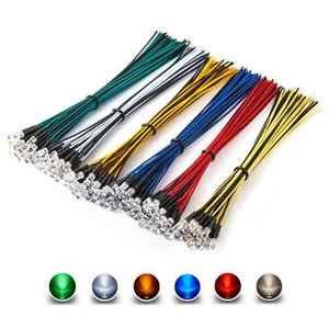 120 Piezas 12V 5mm Luces de Diodo LED Pre-Cableadas Pequeñas Lámparas LED, 6 Colores - Imagen 1 de 6