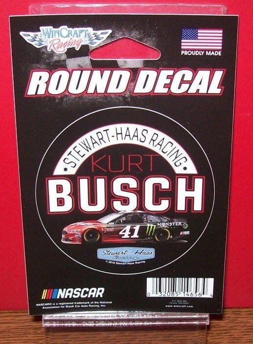 KURT BUSCH #41 HAAS MONSTER CAR 2018 WINCRAFT CALCOMANÍA REDONDA DE 3 PULGADAS  Foto 1 de 1