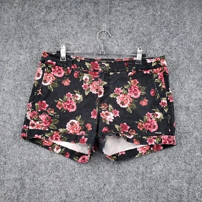 Superdry Shorts Womens M Medium Black Honolulu Floral Hot Pants Mid Rise Stretch - Image 1 of 4