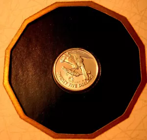 British Virgin Islands 25$ 1981 PP 1,5g Gold Ø15mm Sperber Karibik Sparrow Hawk - Bild 1 von 2