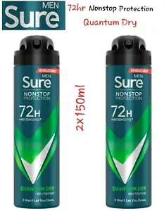 Sure Men 72hr Nonstop Protection Quantum Dry Deodorant - 2×150ml - Picture 1 of 7