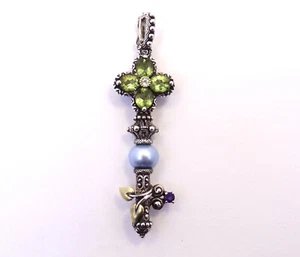 BARBARA BIXBY Oro 18K Peridoto Esterlina Perla Amatista Potenciador Llave Colgante - Imagen 1 de 11