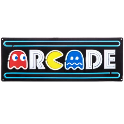 Pac Man MS Arcade Game Metal Cool Sign Vintage Look Video Pinball Coin   - Image 1 of 2