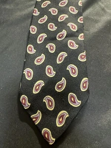 Polo by Ralph Lauren Silk Tie - Black Red Purple Paisley - Made by Hand USA VTG - Picture 1 of 7