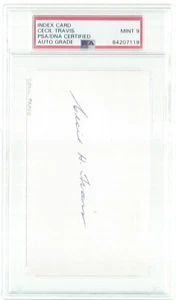 CECIL TRAVIS, 1933-47 SENATORS, 3X ALL-STAR, INDEX CARD, PSA/DNA MINT 9 - Picture 1 of 1