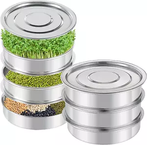 3-Tier Stackable Microgreens Growing Trays - 7.9In Dia Seed Sprouting Kit - Picture 1 of 12
