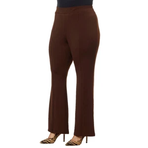 Chocolate Brown Smooth Bootcut Pants 5X Tall Pull On Birthday IMAN Global New - Picture 1 of 1