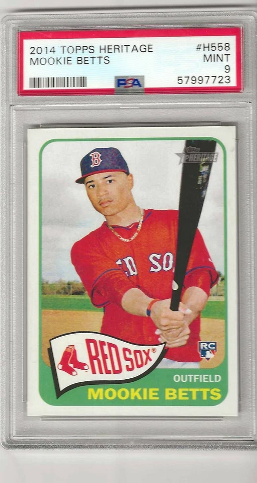 MOOKIE BETTS 2014 TOPPS HERITAGE #H558 ROOKIE CARD PSA MINT 9 RED SOX - Image 1 of 1