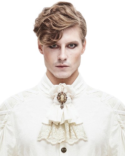 OFF WHITE Cravatta collo Jabot cravatta steampunk gotica moda diavolo vintage bianco sporco pizzo Regency