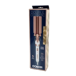 Conair Double Keramik Triple Barrel Waver weiß/roségold tiefe Wellen Haareisen - Bild 1 von 1