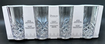 GODINGER DUBLIN Clear Acrylic Highball Glasses 12 oz Set of 4 New In Box Pretty! - Image 1 of 4