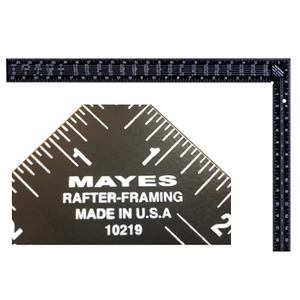 MAYES Carpenter Rafter Square Black, Steel, 16 "x24 ", 028452102196, USA Made - Picture 1 of 4