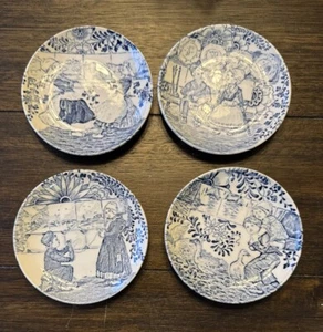 Vtg Set of 4 Delft Boch Tea Plates 4.25 Inches - Picture 1 of 11