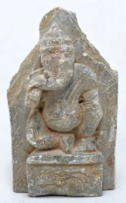 Estatueta antiga de pedra negra God Ganesha Idol original antiga fina esculpida à mão - Imagem 1 de 4