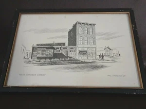 Vintage Framed Print Of West Genesee Street Signed "Hal English '65" - Picture 1 of 6