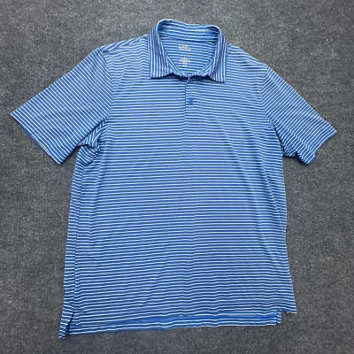 CROFT & BARROW Quick Dry Performance Polo Golf Shirt Mens L Blue White Striped - Image 1 of 4