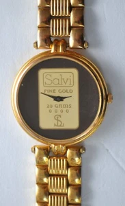 RARE Vintage Salvi Ingot 18k Yellow Gold 20 gr Electroplated Dress Watch - Picture 1 of 7