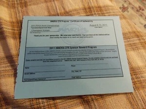 2011 PDGA WORLDS Champion Vulcan CERTIFICATE OF AUTHENTICITY Paper Form Only VG - Foto 1 di 2