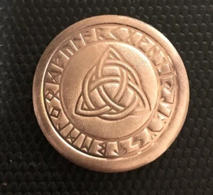 Hand Shaped & Stamped COPPER Triquetra RUNE COIN - .999 Copper Bullion - Picture 1 of 1