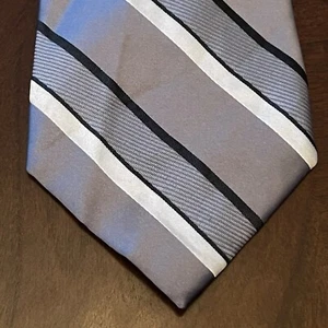 Nwt Structure Gray Black 100% Silk Men’s Neck Tie Made In China - Picture 1 of 9