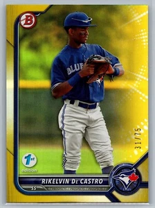 Rikelvin De Castro 2022 Bowman 1st Edition #BPPF-25 Yellow Foil SP/75 Blue Jays - Picture 1 of 2