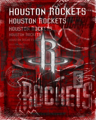 Houston Rockets Poster, HOUTON ROCKETS Basketball Print Free Shipping Us - Image 1 of 4