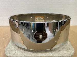 Gretsch 70s Vintage 14” Chrome over Brass Snare Drum Shell with Badge - Picture 1 of 17