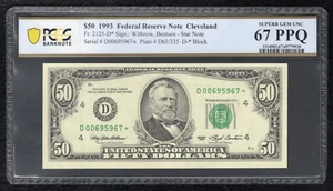 FR. 2125-D* 1993 $50 *STAR* FRN CLEVELAND, OH PCGS BANKNOTE GEM UNC-67PPQ (Q) - Picture 1 of 2