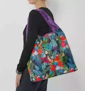 Macaws Reusable Shopping Bag O-Witz Purple Fold-Up Bird Novelty Fashion New - Picture 1 of 5