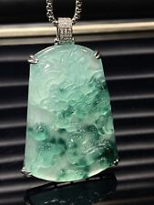 Certified Natural Perfect High Ice Green Jade Jadeite Dragon Pendant&Necklace