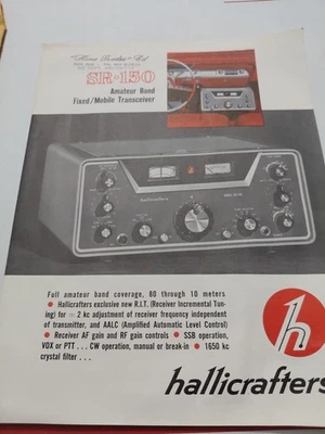 Folleto de tienda Hallicrafters SR-150 y anuncio instrucciones de montaje móvil. Foto 1 de 4