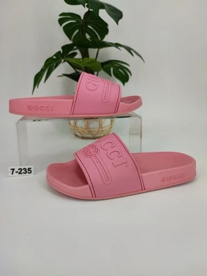 Sandalias Gucci Para Hombre Logo Rosa Goma Slides Zapatos Talla 7 EE. UU. Foto 1 de 4