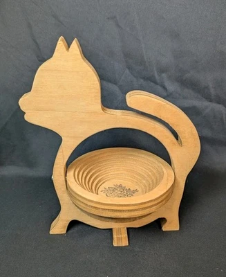 Cesta de madera decorativa vintage plegable con forma de gato 10" Foto 1 de 4