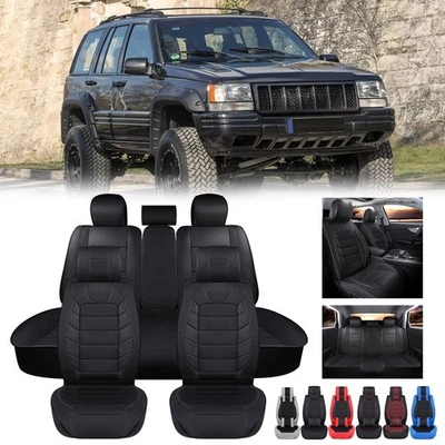 Juego completo de funda de asiento de cuero PU de 2/5 asientos para Jeep Grand Cherokee 2007-2021 Foto 1 de 4