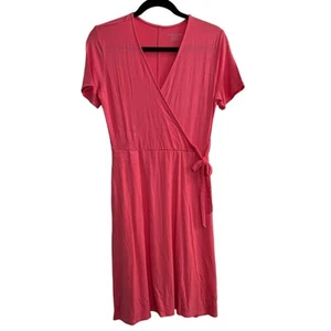 NWT Amazon Essentials Women's Pink Faux Wrap Short Sleeve T-Shirt Dress XS  - Picture 1 of 11