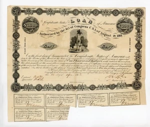 1862 $1000 Confederate Bond. Number issued 1094. B-50 - Picture 1 of 2