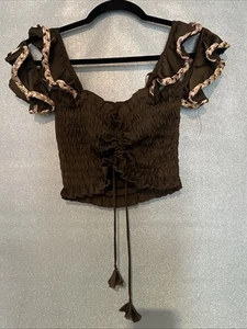 MISA Los Angeles Green Top Romantic Size Small - Picture 1 of 5