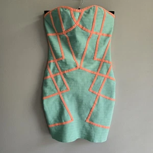 Wow Couture Strapless Bandage Dress Size M Green Coral - Picture 1 of 6