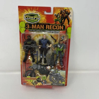 2011 Lanard The Corps 3 Man Recon Action Figure Set w/ Stealth Cycle New - Image 1 of 4